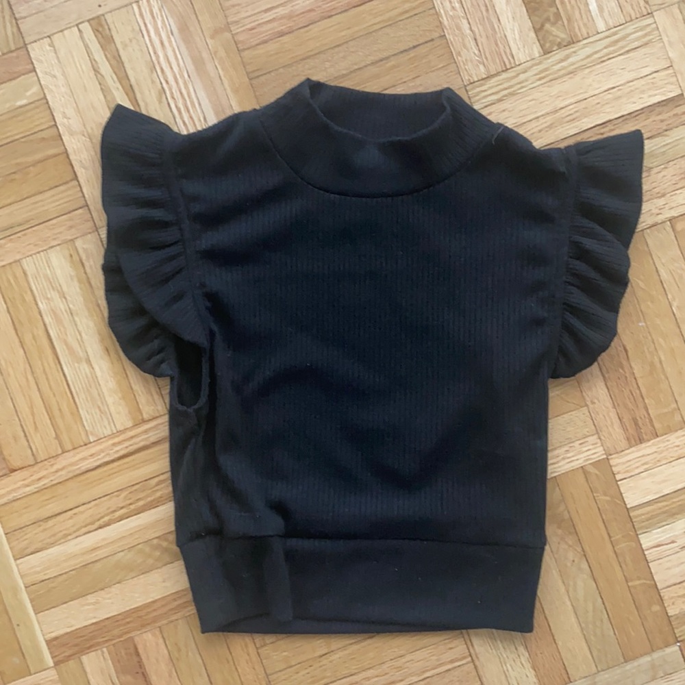 Black ruffle crop top